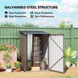 Outsunny 3.3' x 3.4' Outdoor Storage Shed, Metal Garden Tool House with Sloping Roof and Lockable Door for Backyard, Bike, Patio, Garage, Lawn, Brown Outsunny