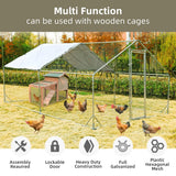 Outdoor Metal Chicken Coop Large Walk-in Poultry Cage Spire-Shaped Chicken Run with Waterproof and Anti-Ultraviolet Cover for Outside,Backyard and Farm,13' L x 9.8' W x 6.4' H HOOYEAH