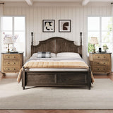 DWVO Nightstand Set of 2 with Charging Station, Farmhouse Bedside Table with 3 Drawers, Wood Night Stand w/Storage, Rustic Bed Side End Table for Bedroom Dorm Small Space, Brown DWVO