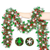 50 FT Christmas Decorations Tinsel Garland with Snowflake Christmas Tree, Red Green Silver Shiny Metallic Twist Christmas Garland for Home Tree Mantle Stairs Indoor Outdoor Holiday Xmas Party Decor Lairyan