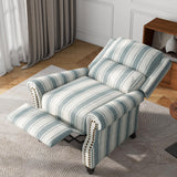 UIXE Pushback Recliner Chairs Set of 2, Fabric Armchair Push Back Accent Chair, Rivet Trim Club Chair Home Theater Overstuffed Single Sofa Reading Seat for Living Room, Stripe Blue UIXE