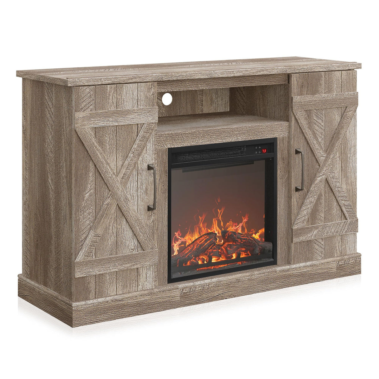 BELLEZE 47" TV Stand with 18" Electric Fireplace Heater & Media Entertainment Center Console Table for TV up to 50" with Open Storage Shelves & Cabinets - Veropeso (Ashland Pine) BELLEZE