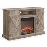 BELLEZE 47" TV Stand with 18" Electric Fireplace Heater & Media Entertainment Center Console Table for TV up to 50" with Open Storage Shelves & Cabinets - Veropeso (Ashland Pine) BELLEZE