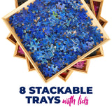 Premium Wooden Puzzle Sorting Trays Stackable – 8 x 8 Inch, Stackable Jigsaw Puzzle Organizer for Sorting up to 1500 Pieces – Durable Puzzle Piece Sorter Trays LOLO TOYS