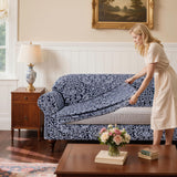 SUBRTEX 2 Piece Couch Covers, Jacquard Damask 3 Seater Sofa Cover with Seat Cushion, Stretch Sofa Slipcovers Non Slip Furniture Protector for Dogs Pets (Large, Grey) SUBRTEX