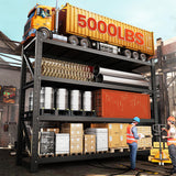 71” W Storage Shelves Heavy Duty, 5000LBS Metal Garage Shelving Units, 4 Tier Storage rack shelf, Steel Industrial Shelving , Adjustable Standing Shelf for Basement/Warehouse 71"W x 24"D x 70"H, Black AFAIF