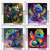 4 Pack Cute Dragon DIY Diamond Painting Kits for Adults,5D Full Round Diamond Mosaic Emboridery,Fantasy Animal Diamond Art Kits,Diamond dots,Home Decor Wall Art,11.81X11.81 inch KUFWKEY