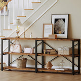 IRONCK Rustic Entryway Console Table, Long Hallway Table 70.8 in 3-Tier, TV Stand Entertainment Center Media Stand for Living Room, Industrial Style, Vintage Brown IRONCK