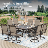 MIXPATIO 9 Pieces Patio Dining Set, Outdoor Table and Chairs, 8 x Textilene Swivel Dining Chairs and 60" Square Outdoor Dining Table, for Cozy Garden Settings, Grey-Brown MIXPATIO