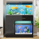 kepptory Heavy-Duty 40 Gallon Aquarium Stand, Modern Dual Tank Cabinet with Hidden Cord Organizer & 550lbs Capacity, 30-50 Gallon Fish Tank Stand, Waterproof and Adjustable Shelf, Black kepptory