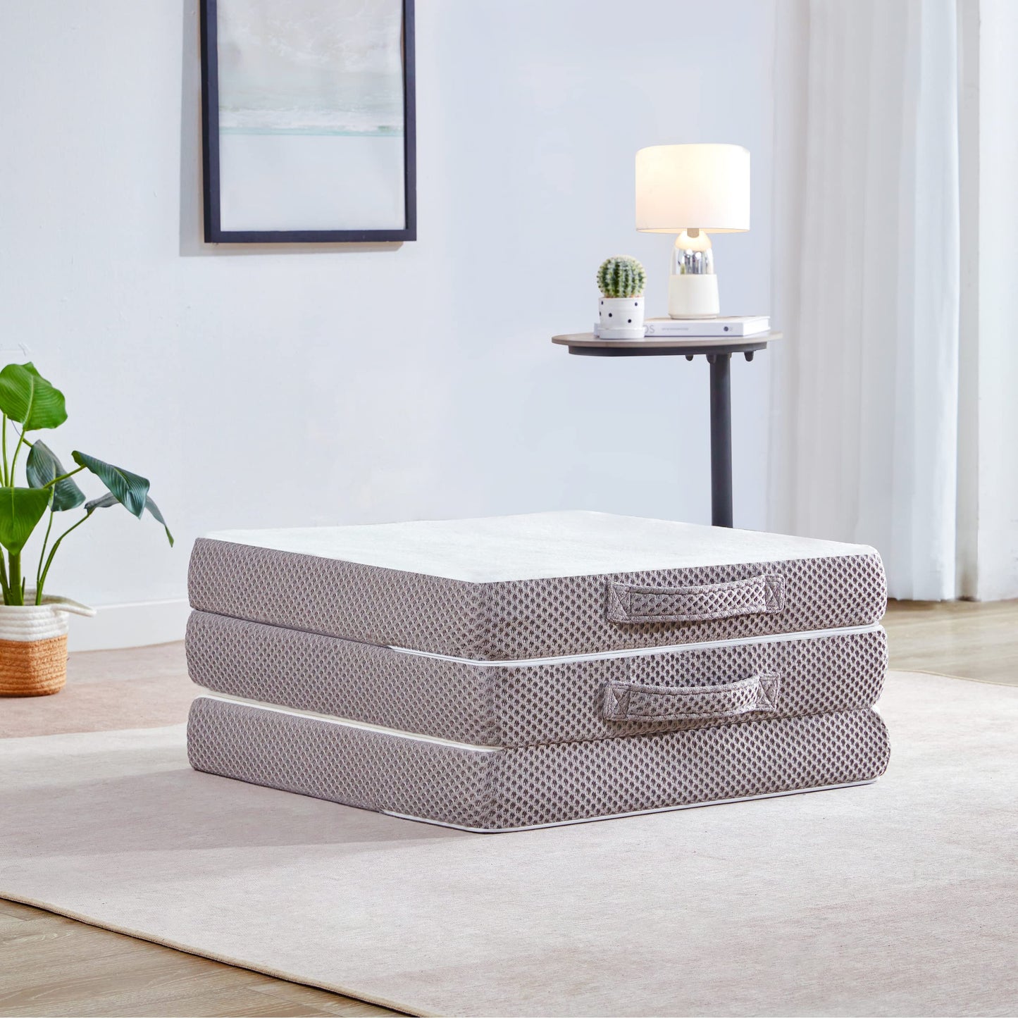 Kingfun Memory Foam Folding Mattress, 4 Inch Gel-Infused Foldable Floor Mattress, Breathable Tri-fold Mattress Topper with Cover, Soft Folding Foldable Portable Floor Guest Bed (Single) - WoodArtSupply