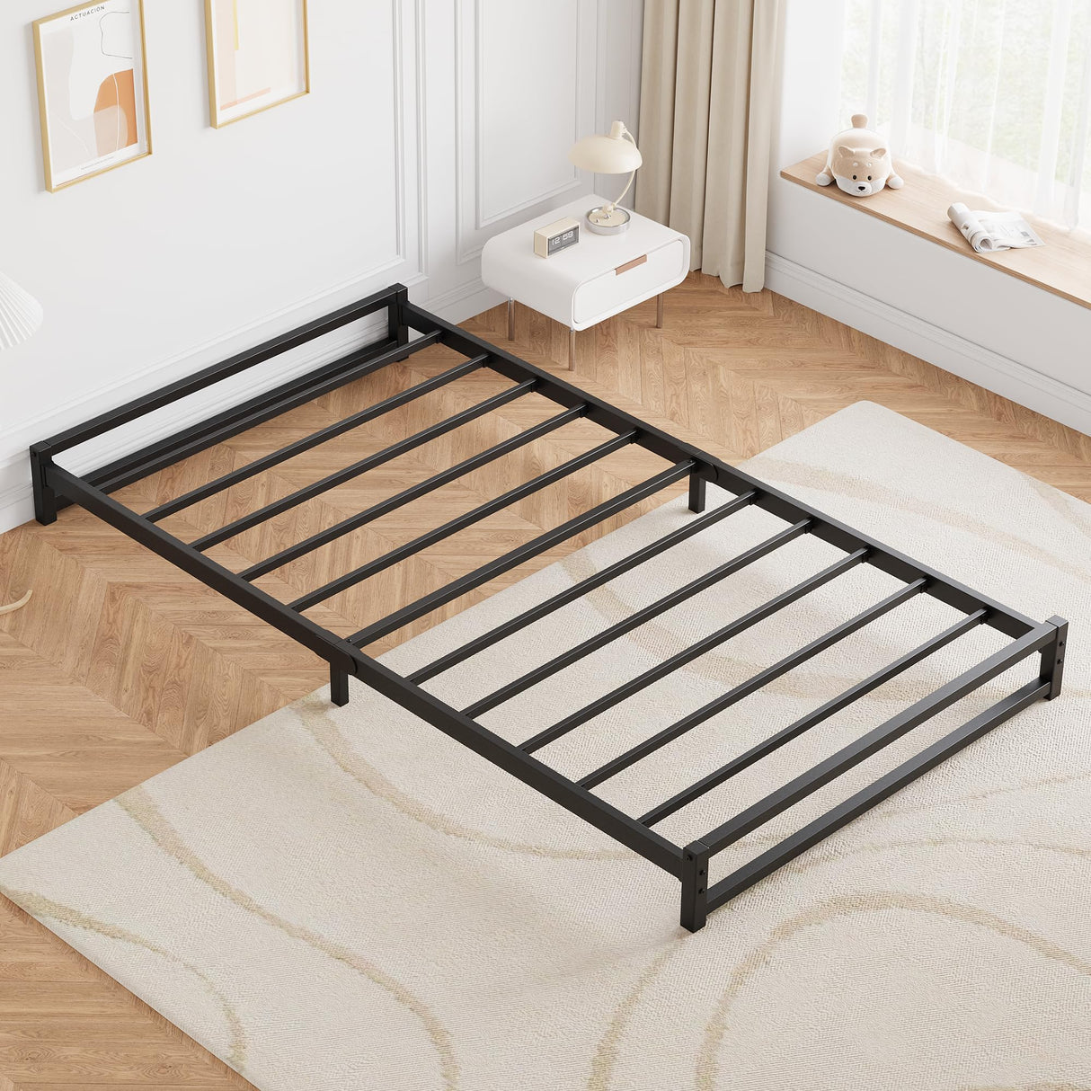 GAOMON 6 Inch Twin Size Metal Platform Bed Frame with Steel Slat Support, Mattress Foundation and No Box Spring Needed, Easy Assembly, Black (Twin) GAOMON