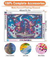 igoodom Diamond Art Kits for Adults, Sugar Skull Diamond Painting Kit, Full Drill Round Butterfly Diamond Art Kits, DIY Gem Art and Crafts for Home Wall Decor Gift 16x12inch igoodom