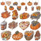 FairySandy 36 Pcs Thanksgiving Ornaments for Tree Fall Tree Decorations Gnomes Wooden Hanging Ornaments Pumpkins Leaves Flowers Cutouts Autumn Decorations for Holiday Party Supply(Cute Style) FairySandy