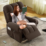 Welzona Updated Power Recliner Chair, Adjustable Electric Recliner Chair for Adults, Ultra-Comfy Teddy Fleece Recliner Chair for Small Space, Tool-Free Assembly, 2 Side Pockets and USB Port, Coffee Welzona