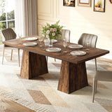 LITTLE TREE Dining Table for 6 People, Wooden Dining Table, Rectangle Table with Heavy Duty Legs, Modern Dining Table for Kitchen, Dining Room, Brown LITTLE TREE