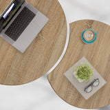 Giofanzo Nesting Coffee Table Set of 2, Coastal Coffee Table with Storage, Woven Coffee Table with Soild Wood Cover, Wicker Coffee Table with Cushion Base Giofanzo