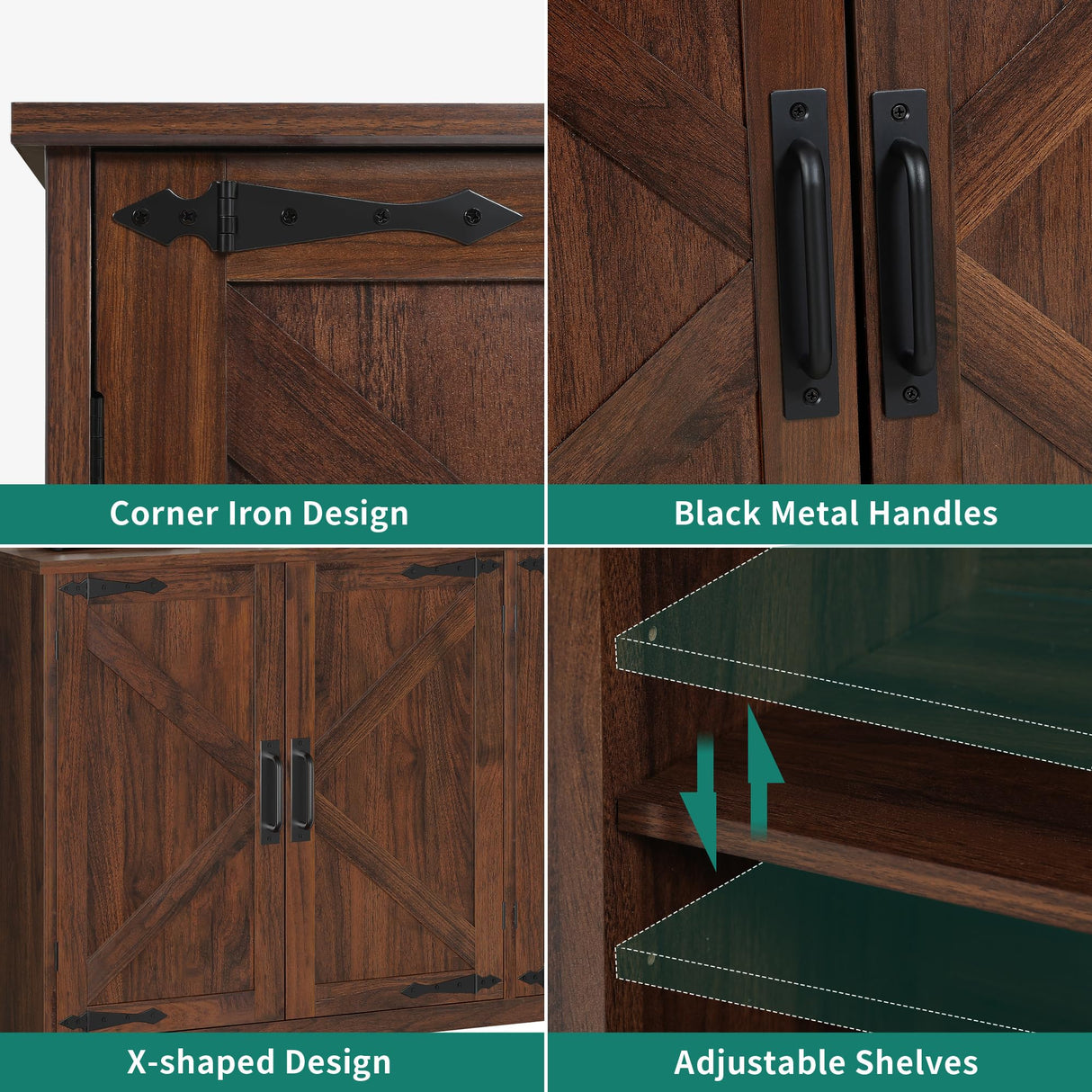 YITAHOME 62" Farmhouse Buffet Cabinet with Storage, Large Coffee Bar Cabinet, Kitchen Sideboard with Adjustable Shelves for Living Room, Entryway, Kitchen, Dark Walnut YITAHOME