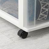 IRIS USA Plastic Drawer Storage Organizer Rolling Cart, with Wheels Casters, 3-Drawers, for Classroom Art Craft Supplies Dresser Closet Bathroom Dorm Bedroom Laundry Room, Wide, White/Clear IRIS