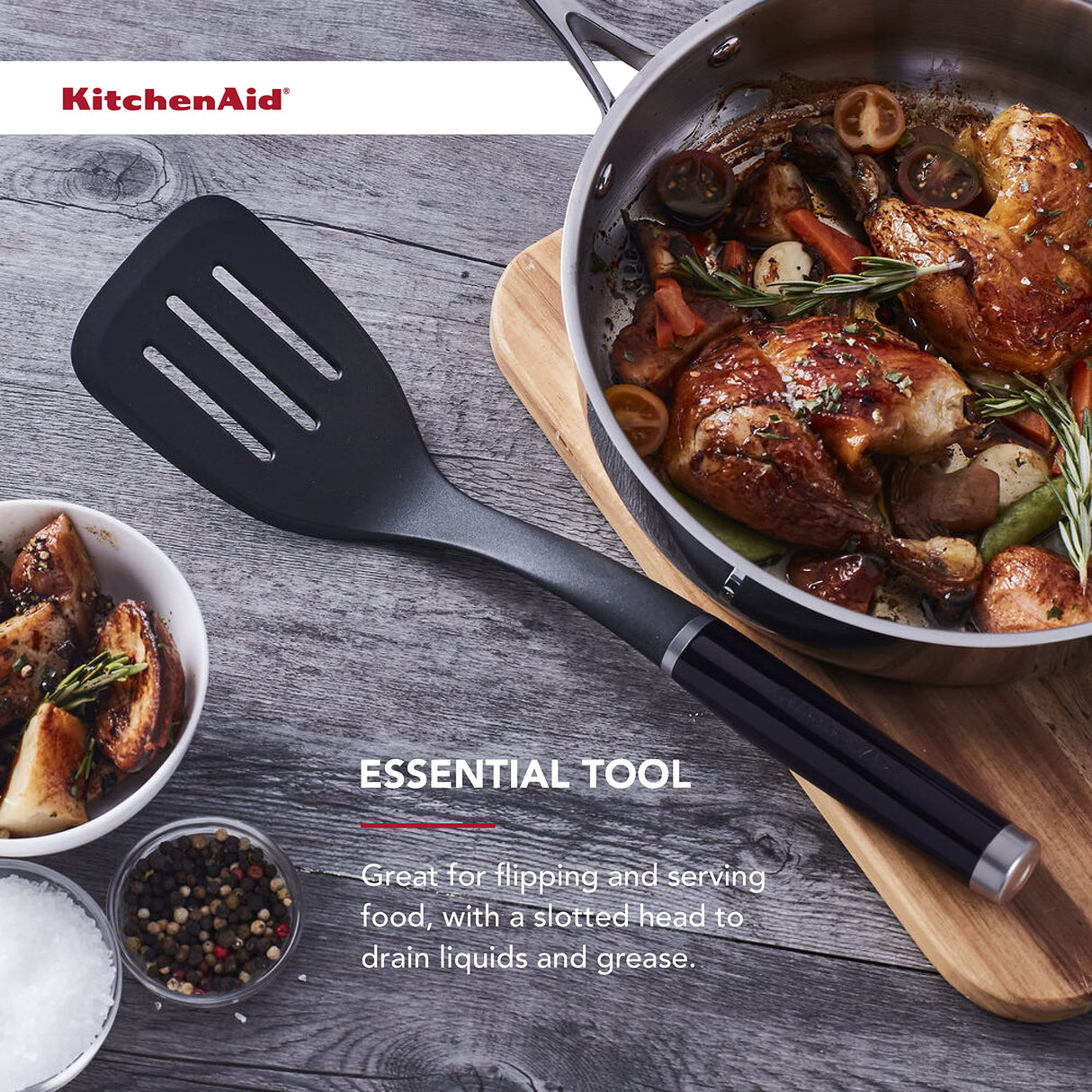 KitchenAid Classic Slotted Turner, One Size, Black 2, 13.66-Inch KitchenAid