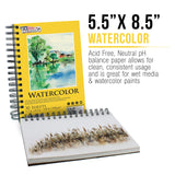 U.S. Art Supply 5.5" x 8.5" Premium Heavyweight Watercolor Painting Paper Pad, Pack of 3, 30 Sheets Each, 140lb (300gsm) - Spiral Bound, Cold Pressed, Acid-Free, Wet, Mixed Media - Artists, Students U.S. Art Supply
