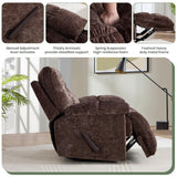 VIKAYAMICS Oversized Rocker Recliner Chair 42” Power Swivel Recliner for Living Room Overstuffed Extra Wide Rocking Recliners with Breathable Soft Fabric Up to 400lbs(Manual Brown) VIKAYAMICS