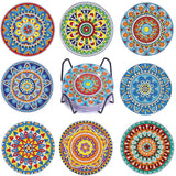 8 PCS Mandala Diamond Art Coasters Kits, Boho Diamond Painting Coasters with Holder Set of 8, DIY Drink Coasters Art Crafts Supplies for Adults Cup Mat for Home Decor House Warming Gifts 3.9inch FOXKISS