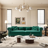 89" Velvet Pull Out Couch Bed - 3-in-1 Convertible Sleeper Sofa with Ottoman, Button Tufted Chesterfield Sofa, King Size Pull Out Sofa Bed, Space Saving for Small Spaces Apartments, Living Room,Green Justdwells