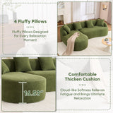 VYNELITO Oversized Sectional Sofa with Chaise for Living Room, 99" Modern Luxury Chenille 4-Seater Sofa Extra Wide Seat L-Shape Curved Cloud Couch with 4 Throw Pillows,Antique Green VYNELITO