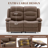 Weture Oversized Recliner Loveseat with Heat and Massage, Wall-Hugger Reclining Sofa with Cup Holders and USB Port, Big Large 2-Seater Double RV Recliner Loveseat for Living Room (Fabric, Brown) Weture