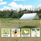 Large Metal Chicken Coop Walk-in Poultry Cage Hen Run House Habitat Spire Shaped Cage with Waterproof and Anti-Ultraviolet Cover for Outdoor Backyard Farm Use (19.68’ L×9.84’ W) Polar Aurora