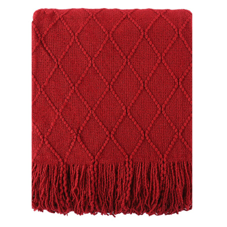 BATTILO HOME Christmas Decor Red Throw Blanket for Couch, Boho Bed Throws for Foot of Bed, Decorative Red Throws for Sofa Living Room, 50"x60" BATTILO HOME