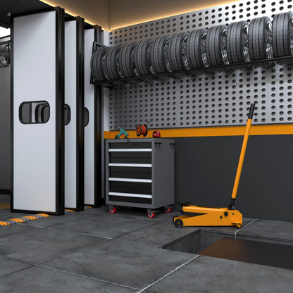 JZD Metal Tool Storage Cart on Wheels, 4 Lockable Drawers, Tool Cabinet Organizer for Garage Workshop, Black & Grey