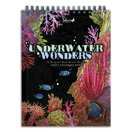 ColorIt Underwater Wonders Adult Coloring Book, 50 Under the Sea Coloring Pages, USA Printed with Spiral Binding, Hardback Covers, and Ink Blotter | for Arts and Crafts, Ocean Coloring Book for Adults ColorIt