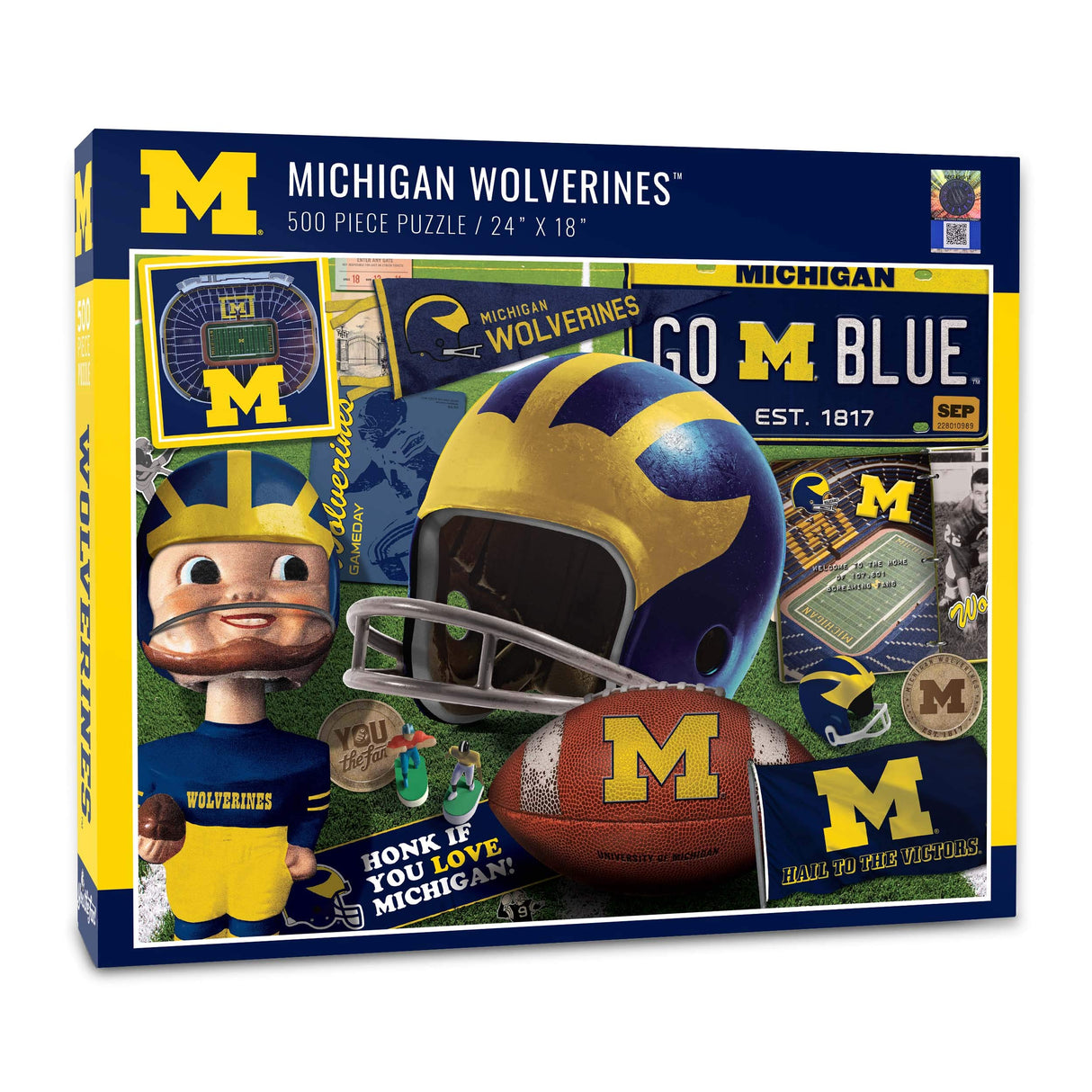 YouTheFan NCAA Michigan Wolverines Retro Series Puzzle - 500 Pieces, Team Colors, Large YouTheFan