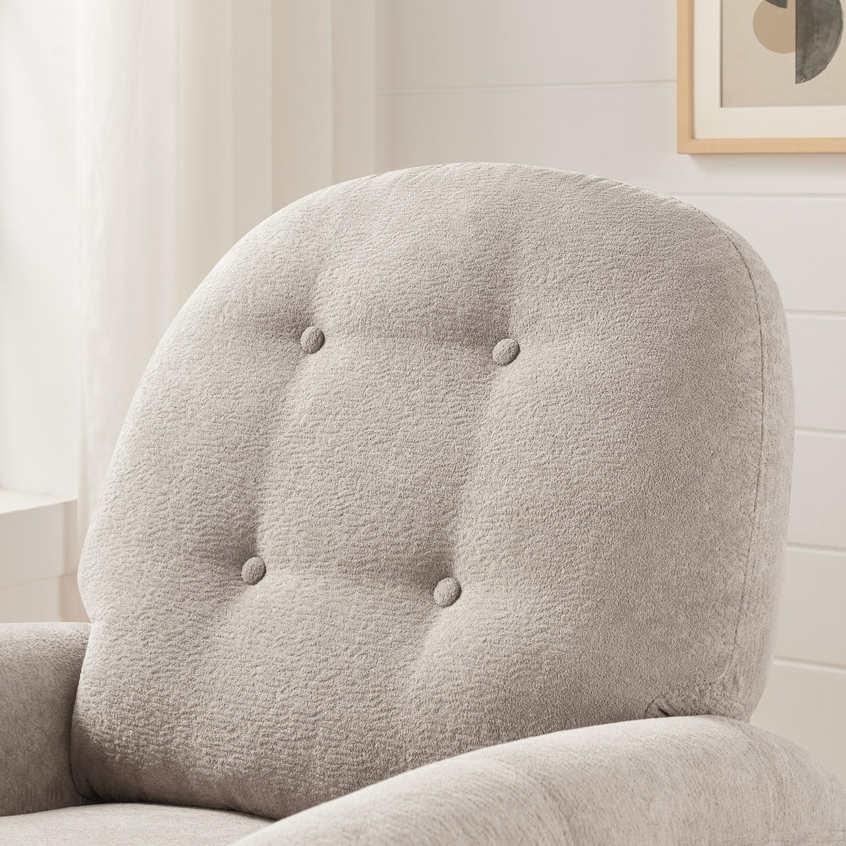 VANOMi 360 Swivel Rocker Recliner Chair, Nursery Rocking Chair with Tufted Backrest, Manual Recliner Chairs for Small Spaces, Upholstered Glider Nursing Chair for Living Room, Bedroom (Camel) VANOMi