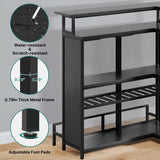 YITAHOME Modern L-Shaped Mini Home Bar Unit with Music-Responsive LED Light and Storage Solutions in Black YITAHOME