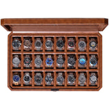ROTHWELL 24 Slot Watch Case with Lock – Luxury Watch Box to Display and Organize Your Collection | Real Glass Top | Premium Storage for Collectors (Tan/Brown) ROTHWELL