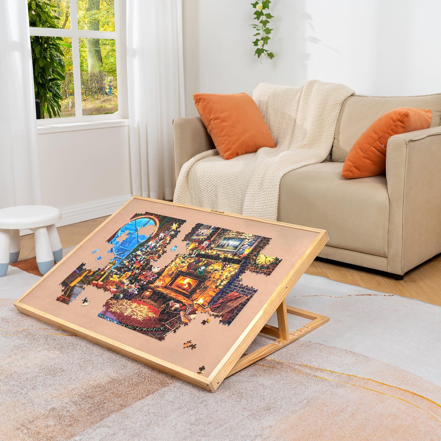 Lavievert Adjustable Jigsaw Puzzle Board with Wooden Cover, 5-Tilting-Angle Puzzle Easel for Adults, Portable Puzzle Table with Non-Slip Surface for Games Up to 1500 Pieces - WoodArtSupply