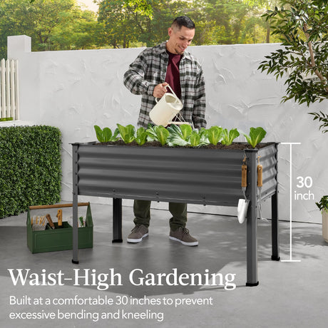 Best Choice Products 48x24x30in Galvanized Raised Garden Bed, Metal Elevated Planter Box, Vegetable Garden for Backyard, Patio, Balcony - Charcoal Best Choice Products