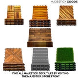 Interlocking Deck Tiles Pack - Snap Together Plastic Flooring | 12 x 12 Plastic Outdoor Flooring for Patio | Click Floor Decking Tile Outdoors Balcony Flooring, Wooden Parquet Flooring (8) Majestick Goods