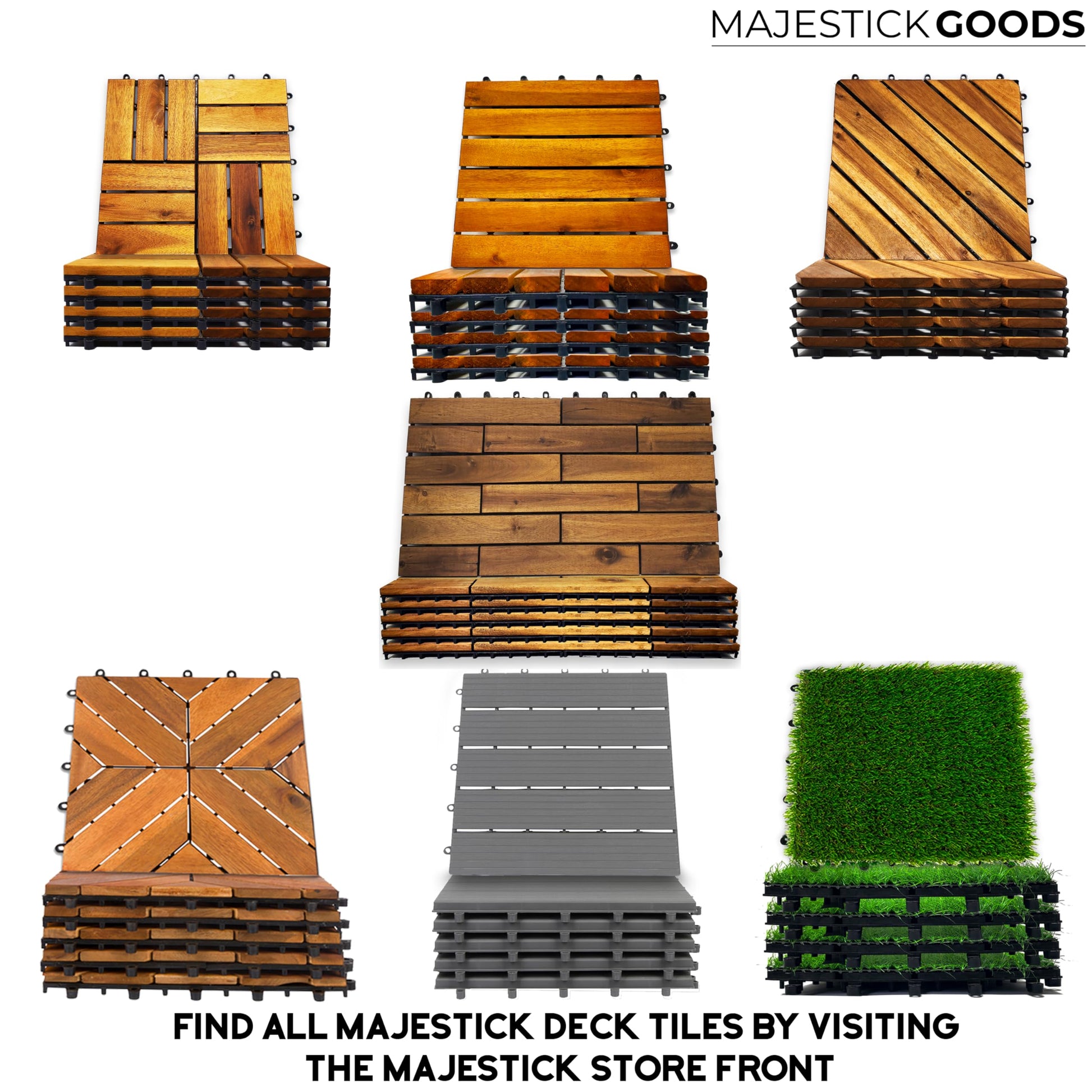 Interlocking Deck Tiles Pack - Snap Together Plastic Flooring | 12 x 12 Plastic Outdoor Flooring for Patio | Click Floor Decking Tile Outdoors Balcony Flooring, Wooden Parquet Flooring (8) - WoodArtSupply