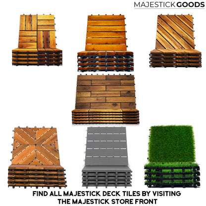 Interlocking Deck Tiles Pack - Snap Together Plastic Flooring | 12 x 12 Plastic Outdoor Flooring for Patio | Click Floor Decking Tile Outdoors Balcony Flooring, Wooden Parquet Flooring (8) - WoodArtSupply