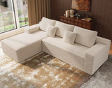Boneless Modular Sectional Sofa, Cloud Couch with Left Facing Chaise, Oversized Deep Seat, L-Shaped, Soft Corduroy Fabric, Sectional Couch for Living Room -Beige NMXUXMN
