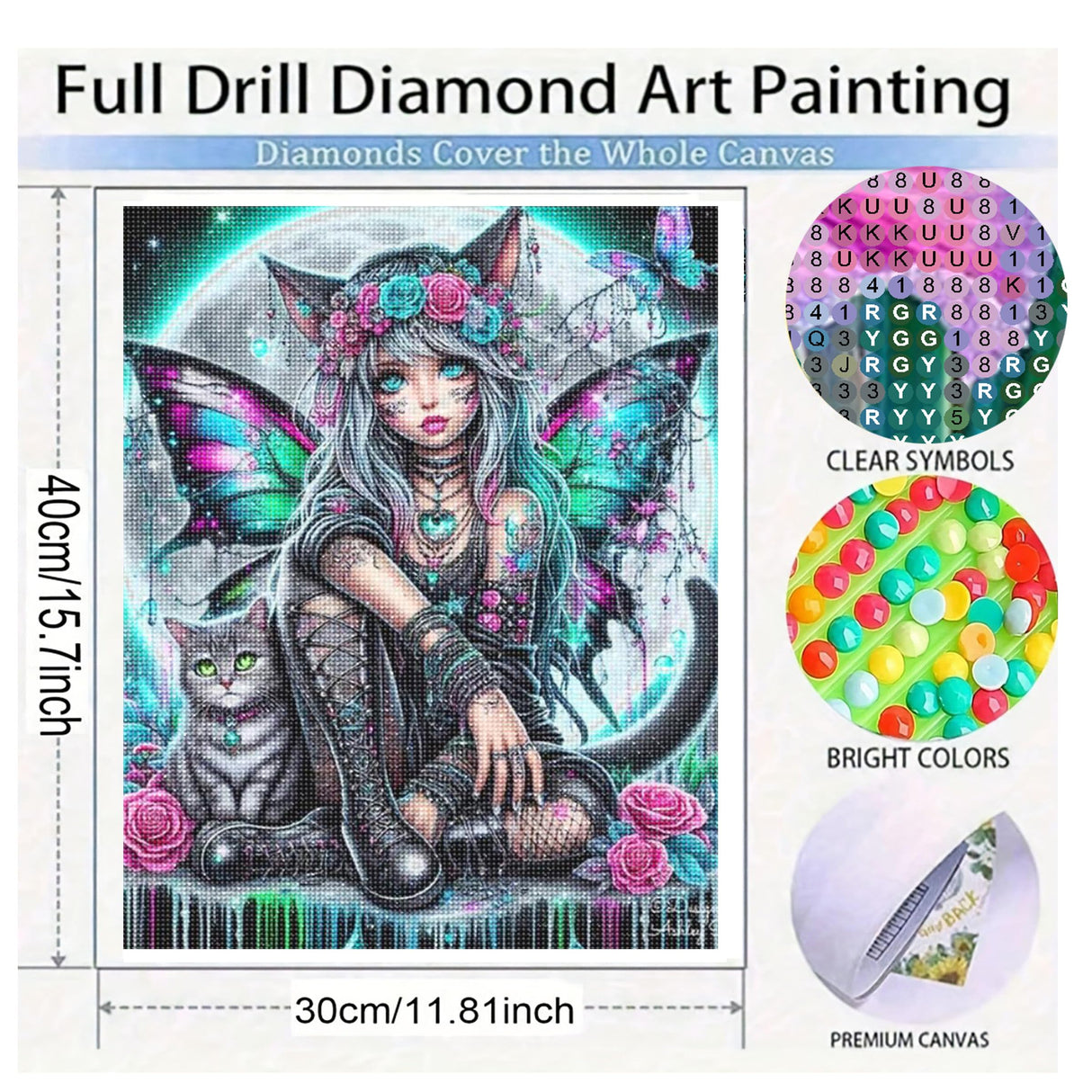 KUFWKEY Gothic Butterfly Fairy Diamond Art Kits for Adults,Skull Art and Crafts,5D DIY Handicrafts,Diamond Painting kit, Halloween Diamond Mosaic Kits,Diamond Dots for Beginner,12X16 inch KUFWKEY