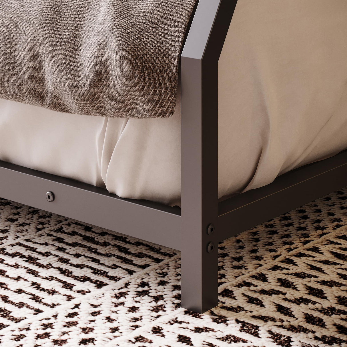 Twin Over Full Bunk Beds, Floor Bunk Bed Twin Over Full Bunk Beds with Build in Ladder, Heavy Buty Bunk Bed/Twin Over Full Bunk Bed for Adults, Teens, Kids(Twin Over Full, Black) Bellemave