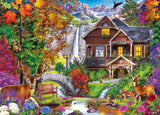 MasterPieces 1000 Piece Jigsaw Puzzle for Adults, Family, Or Kids - Hidden Falls Cottage - 19.25"x26.75" Masterpieces