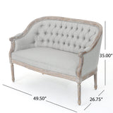 Christopher Knight Home Faye Traditional Fabric Tufted Upholstered Loveseat, Light Gray, Antique Christopher Knight Home