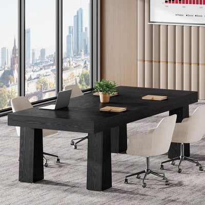 Tribesigns 5ft Conference Table, Heavy Duty Rectangular Modern Industrial Meeting Table with 4 Tapered Legs for Office, Black Workstation for Home or Business (1, Black)