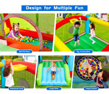 WELLFUNTIME Bounce House, Inflatable Bouncer with Air Blower, Kids Slide Jumping Castle with Slide, Ball Pit and Dart Target Game, 143x137x68 Inch WELLFUNTIME